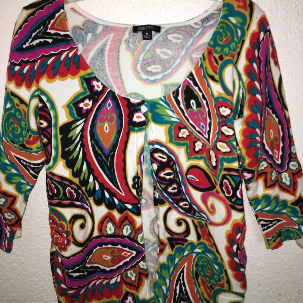 Colorful button up sweater